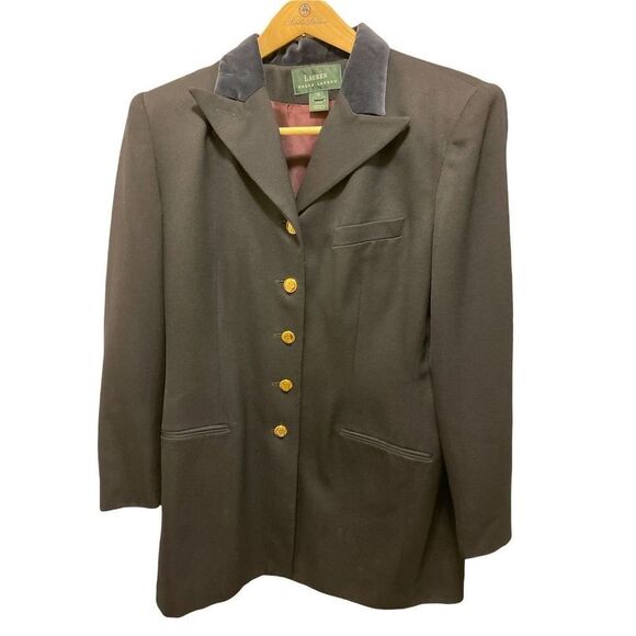 Lauren Ralph Lauren Wool Blazer Vintage black with Gold Buttons Women 14 - Picture 1 of 12